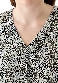 Plus Printed Flutter Sleeve Blouse