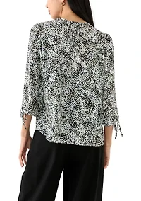 Petite Puff Sleeve Printed Blouse