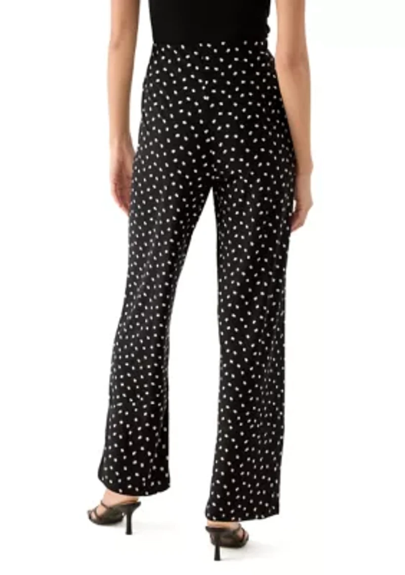 Petite Pull On Wide Leg Knit Pants
