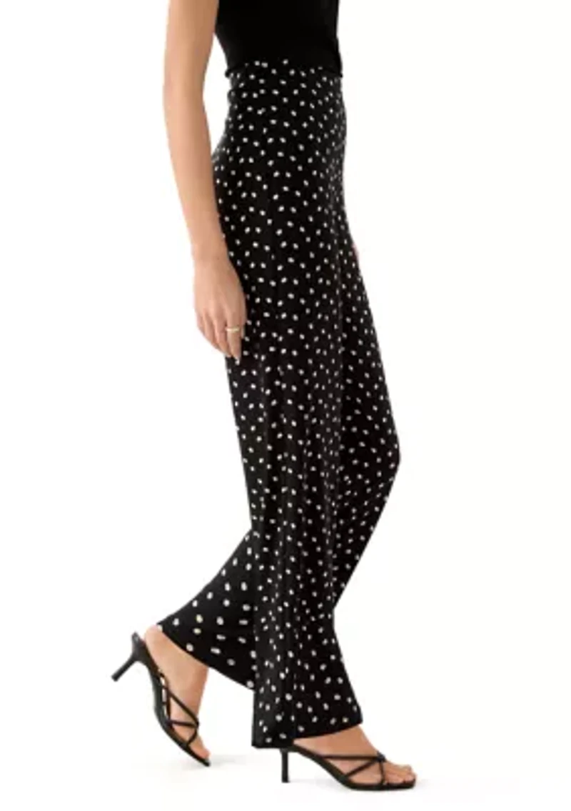 Petite Pull On Wide Leg Knit Pants
