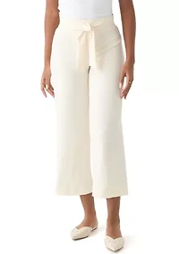 Women's Tie Front Wide Leg Cropped Pants