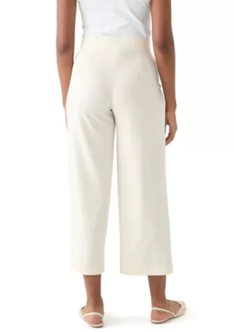 Women's Tie Front Wide Leg Cropped Pants