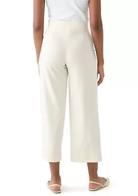 Women's Tie Front Wide Leg Cropped Pants