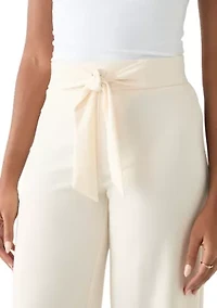Women's Tie Front Wide Leg Cropped Pants