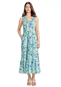 Petite Smocked Yoke Tiered Maxi Dress