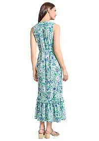 Petite Smocked Yoke Tiered Maxi Dress