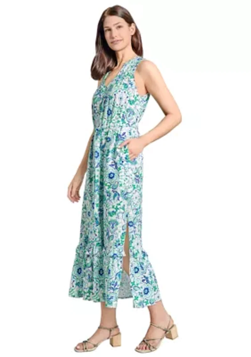 Petite Smocked Yoke Tiered Maxi Dress