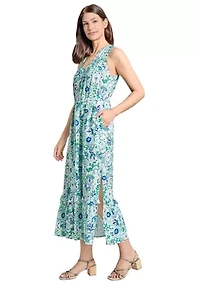 Petite Smocked Yoke Tiered Maxi Dress