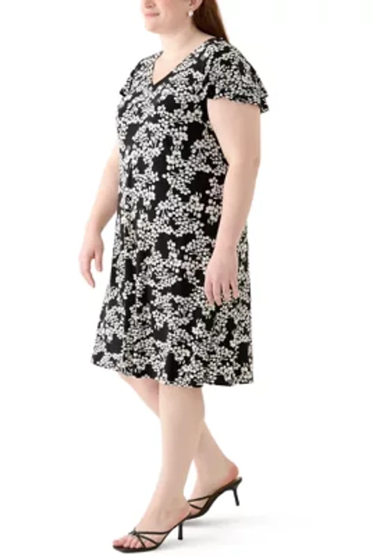 Plus Flutter Sleeve Knit Dress