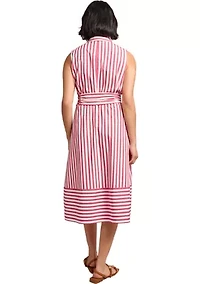 Petite Sleeveless Midi Shirt Dress with Bottom Band