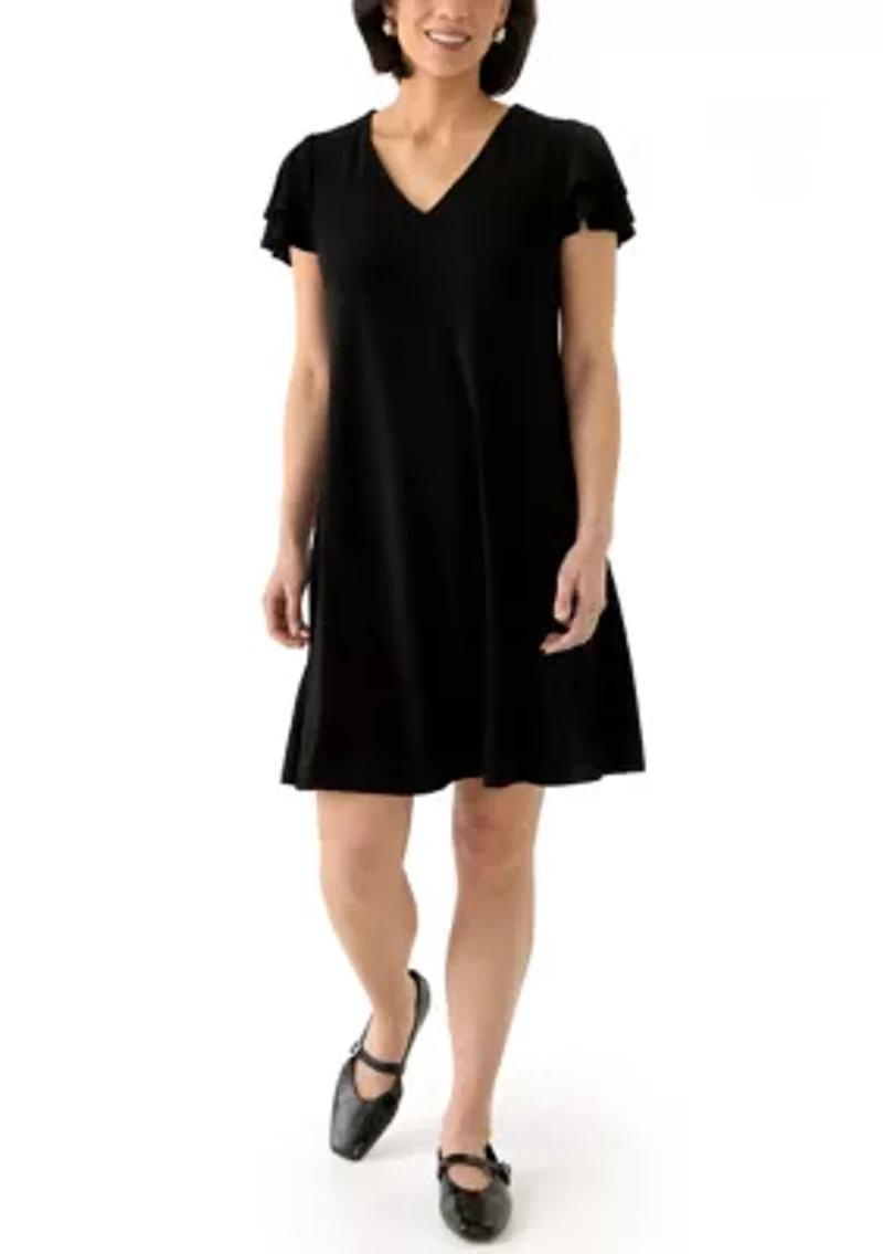 Petite Double Flutter Sleeve Mini Dress