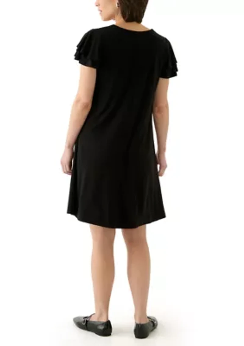 Petite Double Flutter Sleeve Mini Dress