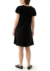 Petite Double Flutter Sleeve Mini Dress