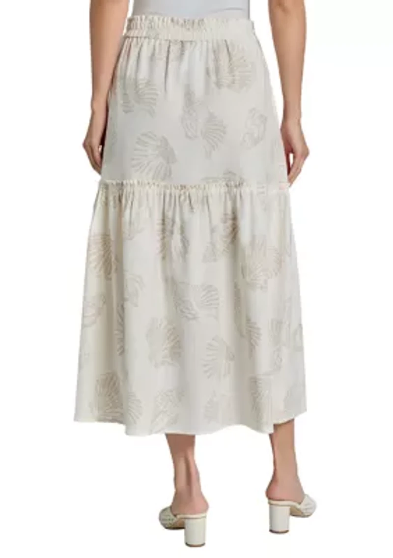 Petite Printed Linen Maxi Skirt
