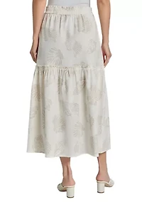Petite Printed Linen Maxi Skirt