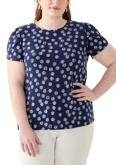 Plus Tulip Sleeve Printed Top