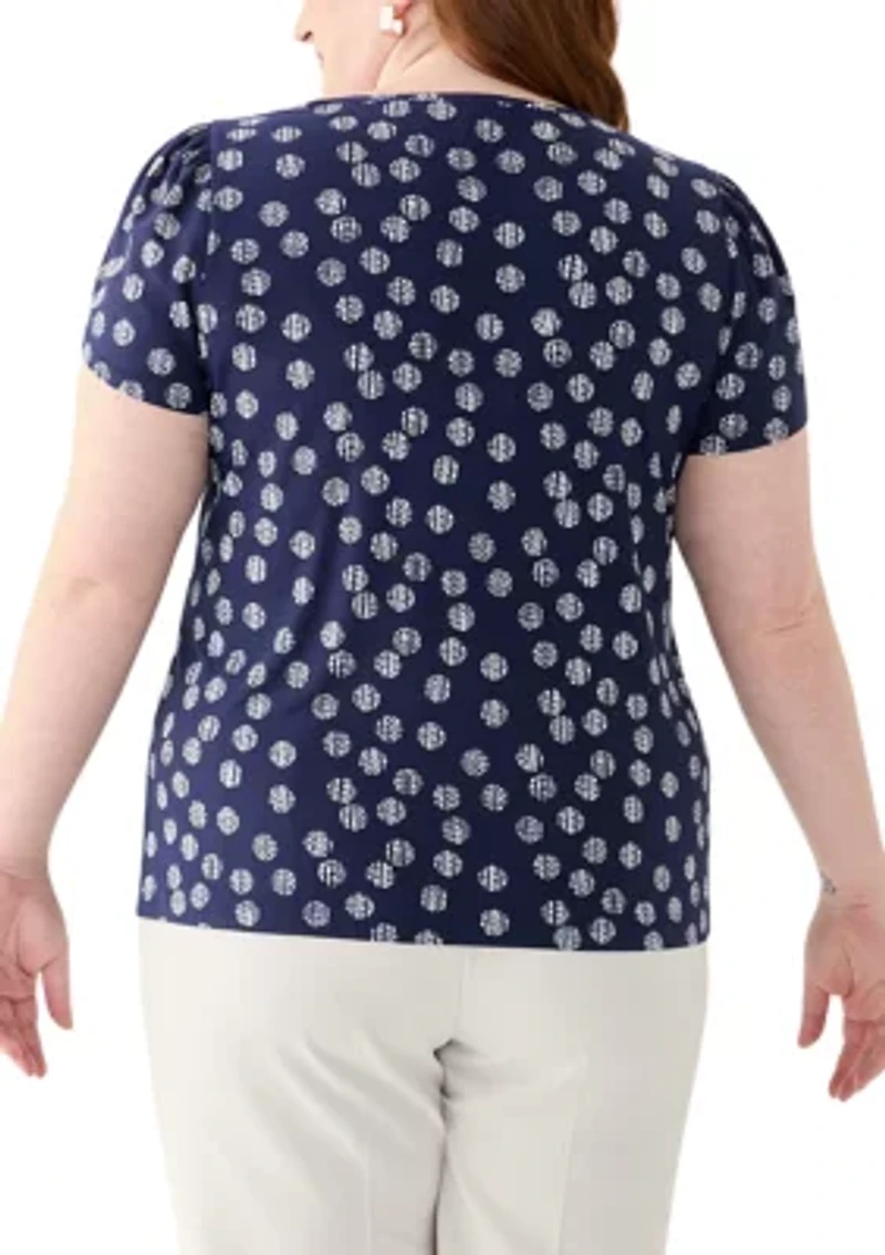 Plus Tulip Sleeve Printed Top