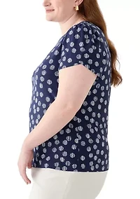 Plus Tulip Sleeve Printed Top