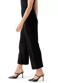 Petite Pull On Knit Wide Leg Cropped Pants