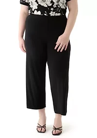 Petite Pull On Knit Wide Leg Cropped Pants