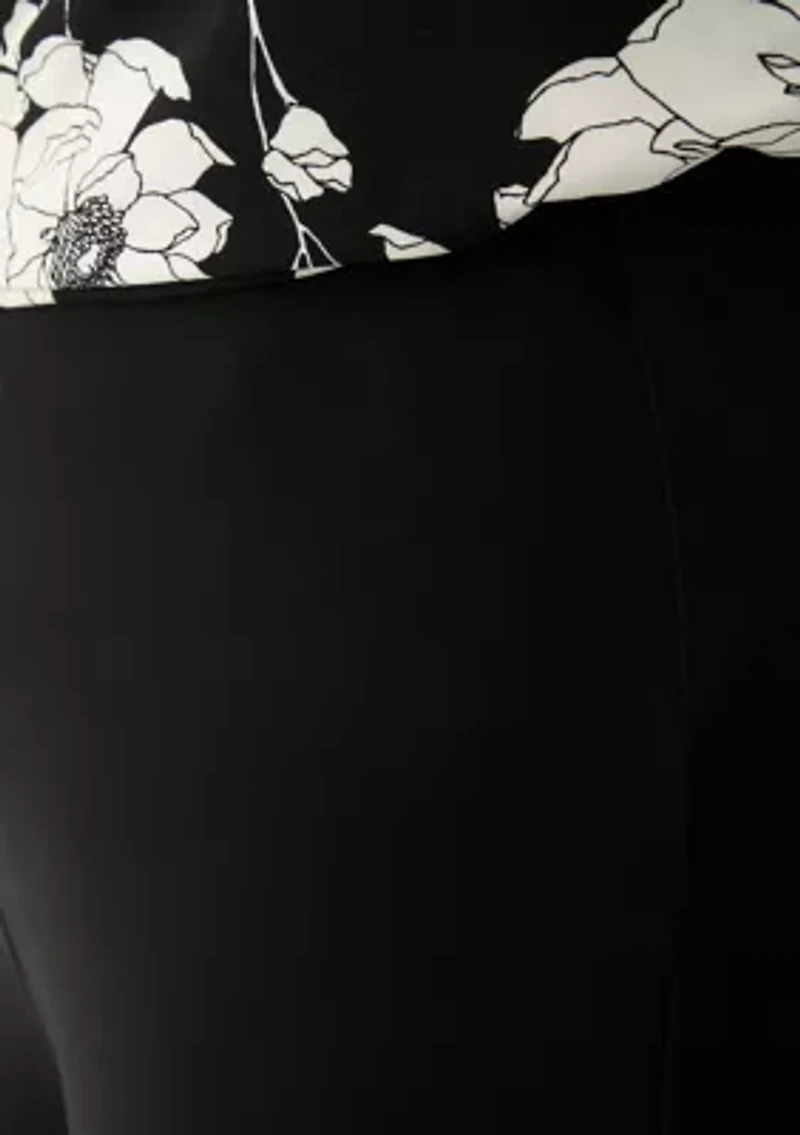 Petite Pull On Knit Wide Leg Cropped Pants