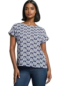 Petite Short Sleeve Button Detail Blouse