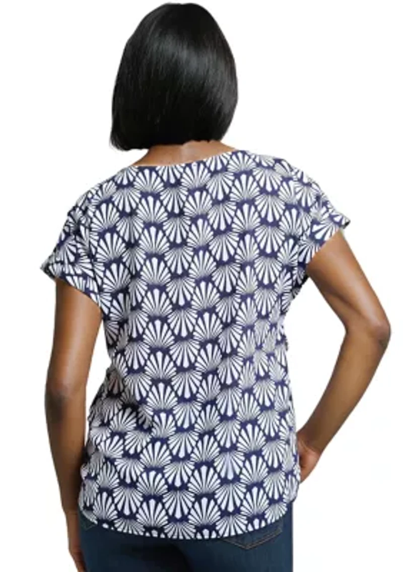 Petite Short Sleeve Button Detail Blouse