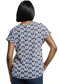 Petite Short Sleeve Button Detail Blouse