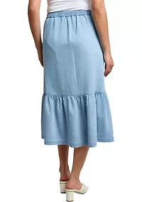 Petite Tiered Button Up Skirt