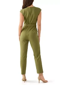 Women's V-Neck Extended Shoulder Jumpsuit