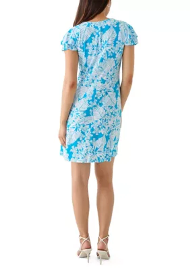 Women's Flutter Sleeve Printed Swing Dress