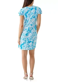 Women's Flutter Sleeve Printed Swing Dress