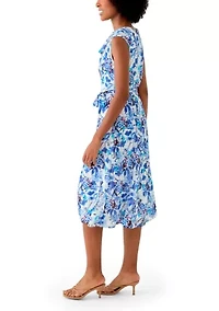 Women's Printed Cowl Neck Midi Dress