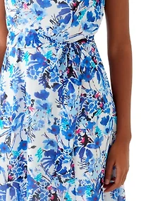 Women's Printed Cowl Neck Midi Dress
