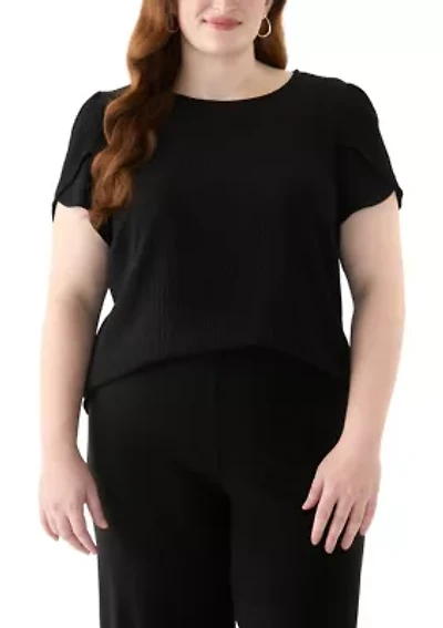 Plus Short Tulip Sleeve Top