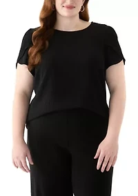 Plus Short Tulip Sleeve Top