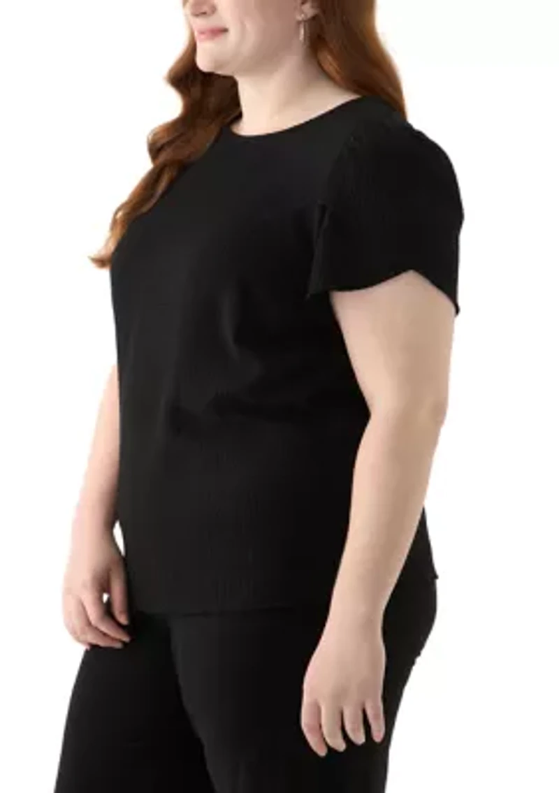 Plus Short Tulip Sleeve Top