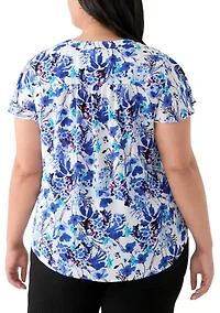 Plus Flutter Sleeve Blouse