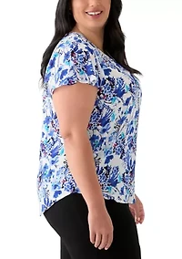 Plus Flutter Sleeve Blouse