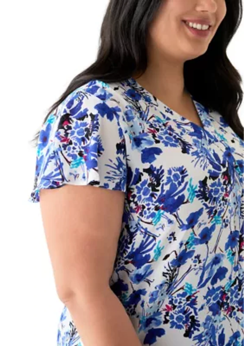 Plus Flutter Sleeve Blouse