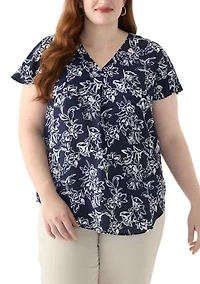 Plus Flutter Sleeve Blouse