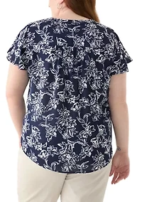 Plus Flutter Sleeve Blouse
