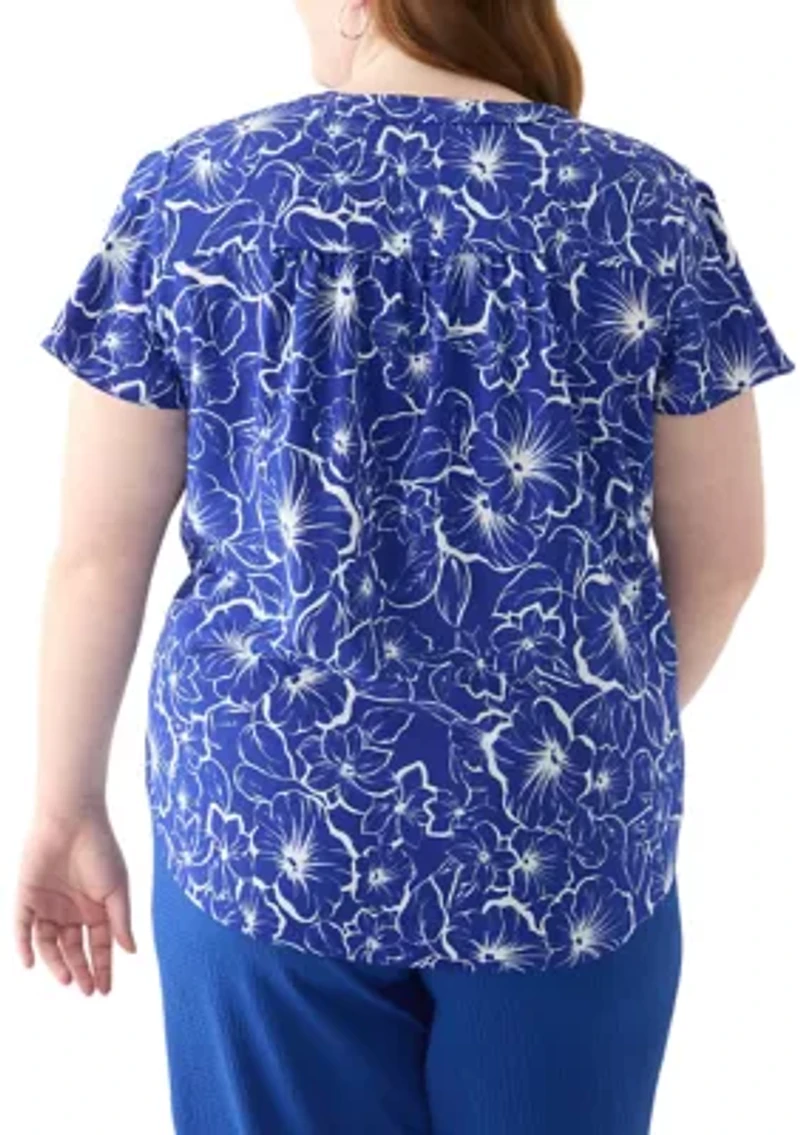 Plus Flutter Sleeve Blouse