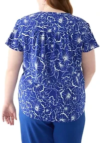 Plus Flutter Sleeve Blouse