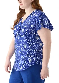 Plus Flutter Sleeve Blouse