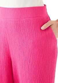 Petite Pull On Bubble Check Cropped Pants