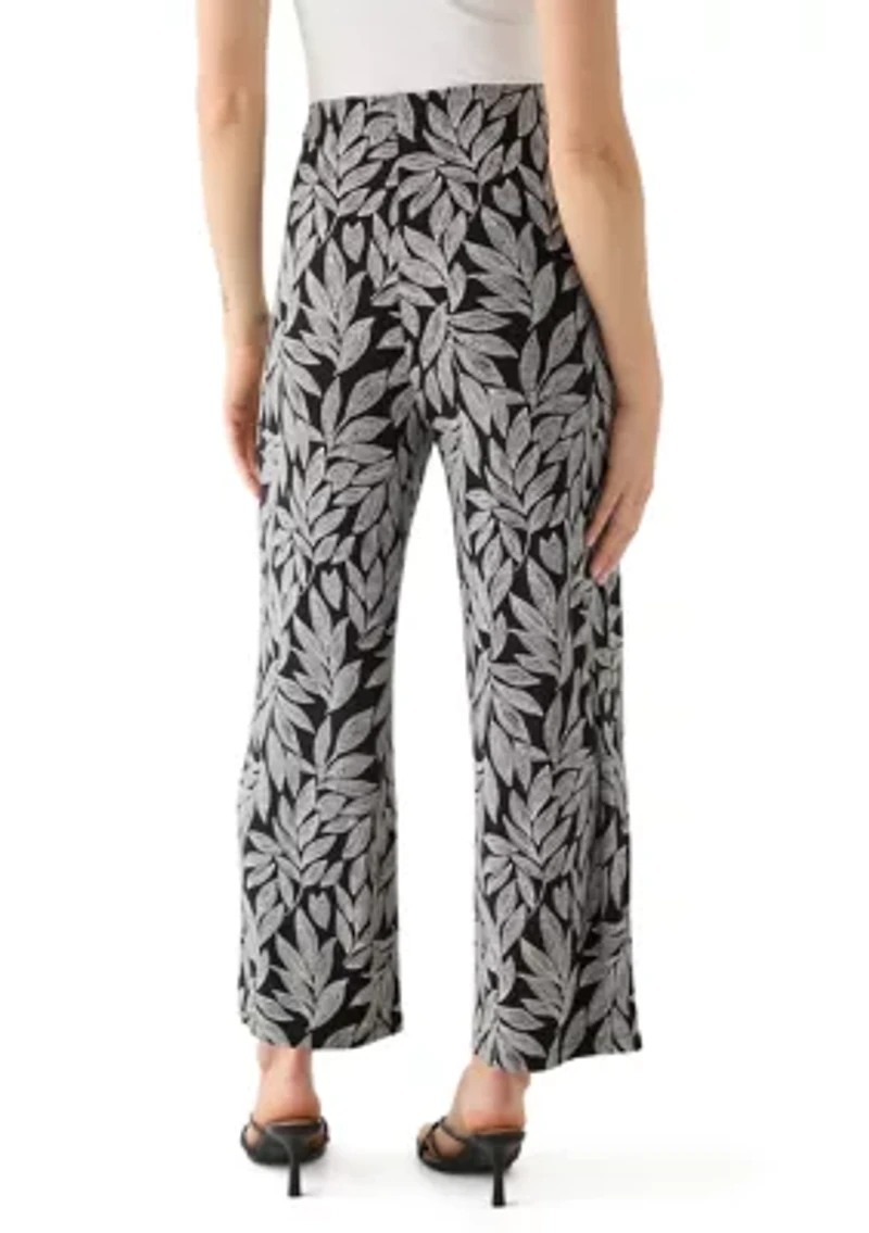 Petite Pull On Printed Wide Leg Pants