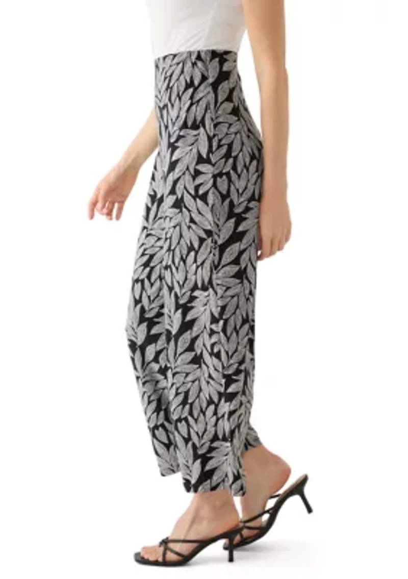 Petite Pull On Printed Wide Leg Pants