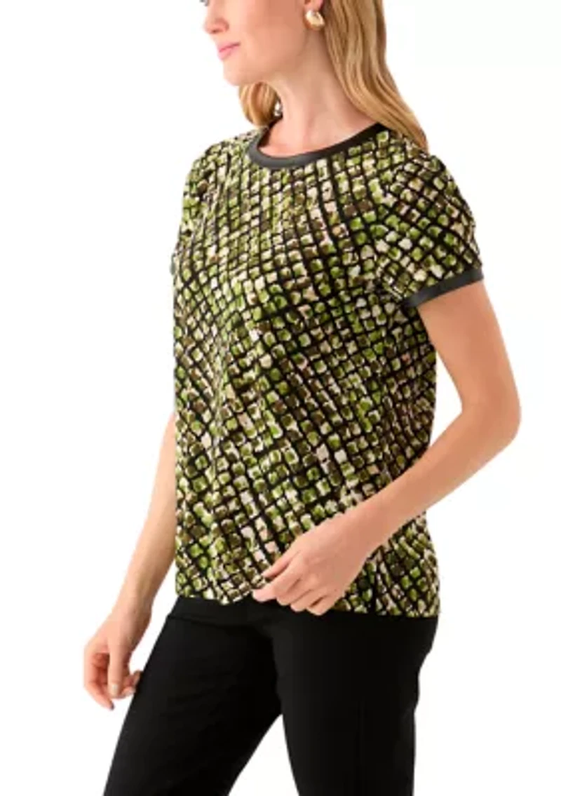 Petite Short Sleeve Button Back Knit