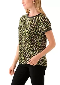 Petite Short Sleeve Button Back Knit